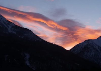 Coucher de soleil sur le massifs des écrins chalet en location à le Monêtier les bains, Serre-Chevalier